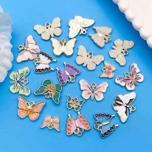 Youdiyla 40Pcs Alloy Dripping Butterfly Series Pendant Jewelry Making DIY Keychain Earrings Pendant Various Design Charms for Jewelry Making Bracelets Necklace (SN801) - color: SN801