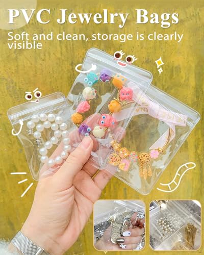 200Pcs Anti Tarnish Jewelry Bags Clear Pvc Jewelry Storage Pouches with Zipper Plastic Packing for Earrings (Anti Tarnish Jewelry Bags Set) - color: 200Pcs Anti Tarnish Jewelry Bags Set