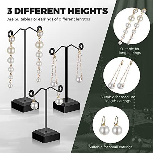 Macarrie 18 Pcs Metal Earring Holder T Bar Earring Display Stand Organizer Countertop Hanger Hanging Jewelry Towers with Acrylic Base(Black) - color: Black