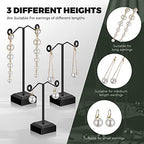 Macarrie 18 Pcs Metal Earring Holder T Bar Earring Display Stand Organizer Countertop Hanger Hanging Jewelry Towers with Acrylic Base(Black) - color: Black