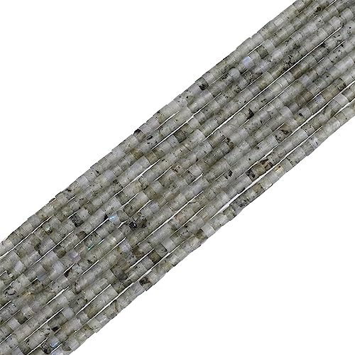 BEADIA Natural Spectrolite Short Cylinder Beads 2x3mm 155pcs Tube Loose Semi Gemstone Beads for Jewelry Making Design - color: Spectrolite