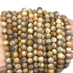 ABCGEMS Velvet-Matte-Finished Mexican Honey Crazy Lace Agate Beads (Enhance The Stone's Inherent Texture and Nature Hues with a Non-Glare Aesthetic) Smooth Round 8mm (Non-Shiny) - color: Honey Crazy Lace Agate (From Mexico)
