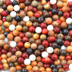 6mm Massive Beads Natural Wooden Rosewood Round Loose Beads Jewelry Making Handmade Craft with Thread 200 PCS(Mixed Wood, 6mm) - color: Mixed Woods, size: 6mm