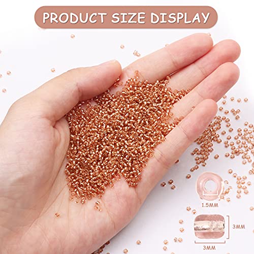 5100 Pcs Size 8/0 Glass Seed Beads, 3 mm Rose Gold Small Mini Spacer Loose Pony Beads for Jewelry Making and DIY Crafts - color: Rose Gold, size: Medium