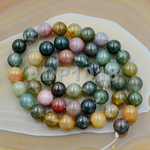 AD Beads Natural Gemstones 8mm Round Loose Beads 15'' ~ 16'' Pick Stone (Smooth Indian Agate) - color: Smooth Indian Agate