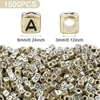 ZHIYUXI 1500pcs Acrylic Black Letter Beads - Gold Cube Friendship Bracelets Alphabet Beads for Crafts Jewelry Necklaces (6 x 6mm) - color: A# Black Letter Gold Beads