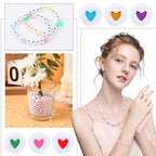 Augshy 700Pcs Round Heart Beads,Valentine's Day Acrylic Heart Beads for Bracelets Jewelry Making Lanyard Necklace Friendship Bracelets(4 x 7 mm) - style: Colorful Heart Style