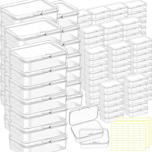 Bead storage container,140pcs Transparent Plastic Storage Containers Different Sizes,Crayon Box, Small Item Management Box And Labels,DIY Jewelry Craft Nails, Bracelets, Jewelry, Diamonds, 4.5x3.3x1.1 - color: 4.5x3.3x1.1