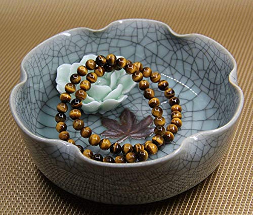 Angelstones Handmade Natural Healing Gemstone 6mm Round Beads Stretch Crystal Bracelet 7 Inch Unisex - color: Golden Tiger Eye