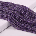 Natural Faceted Amethysts Beads Natural Stones Loose Bead for Jewelry Making Bracelet Necklace (Size 2mm,Length 15") - color: Amethysts, size: 2mm