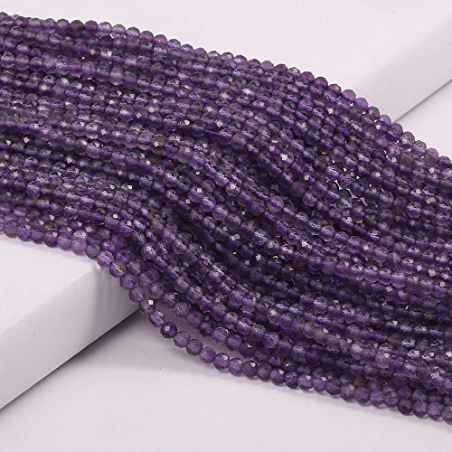 Natural Faceted Amethysts Beads Natural Stones Loose Bead for Jewelry Making Bracelet Necklace (Size 3mm,Length 15") - color: Amethysts, size: 3mm