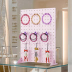Peg Board Display Stand with 15 Hooks, Tabletop Metal Pegboard Shelf for Craft Shows & Fairs, Retail Stores, Vendors Arts and Crafts Finishing - 17x13Inch & Pink - color: Pink