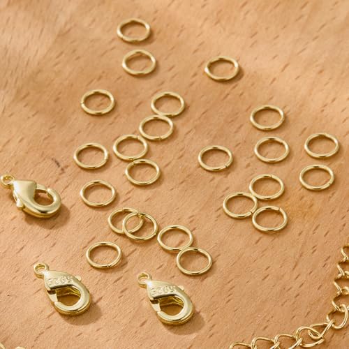 23Pcs 14K Goldplated Lobster Claw Clasps 10mm with Open Jump Rings Jewelry Making Set, 925 Sterling Silver Jewelry Finding Supplies Small Gold Lobster Clasps for Necklaces Bracelet Chains Connector - color: 23PcsA_Gold