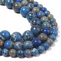 Yochus 45pcs Blue Sea Sediment Beads，8mm Healing Power Natural Stone Round Loose Beads for Jewelry Making Earring Necklace DIY Crafts - color: Blue Sea Sediment, size: 8mm 45beads