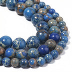 45pcs Blue Sea Sediment Beads，8mm Healing Power Natural Stone Round Loose Beads for Jewelry Making Earring Necklace DIY Crafts - color: Blue Sea Sediment, size: 8mm 45beads