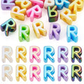 Beadthoven 20pcs Big Letter R Beads Large Hole Bubble Alphabet Acrylic Beads Charm Iridescent Plastic R Shape Loose Chunky Spacers for Jewelry Making Bracelet Necklace Keychains Shoelaces Crafts - color: R