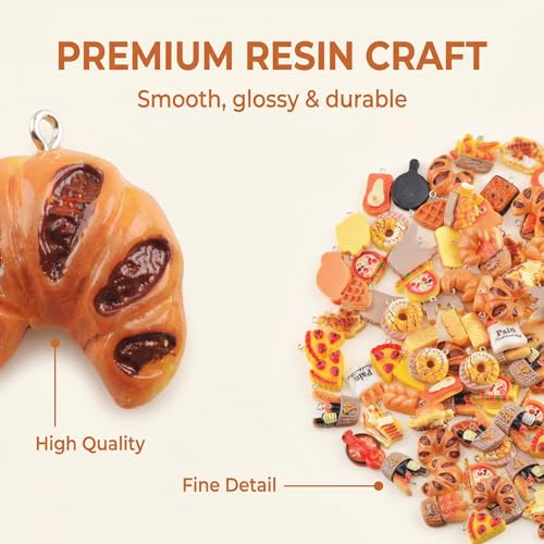 KJML DIY Cute Keychain Charms Bulk 30pcs Pendant Charms for Keychain Making Mini Resin Charm for Funny Keychains Bag Charm Purse Backpack Jewelry Making - color: Mix Food
