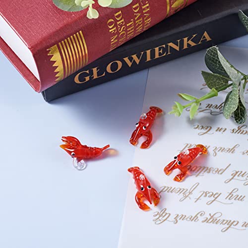 FASHEWELRY 5Pcs Handmade Lobster Lampwork Glass Pendants Red Crayfish Loose Beads Charms for DIY Jewelry Craft Making - color: Lobster-Red