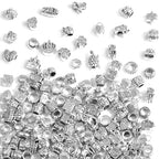 120Pcs Large Hole Metal Spacer Beads for Jewelry Making, Silver & Gold Findings for Bracelet, Large Hole & Mixed Style (Silver) - color: 120Pcs Silver