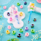 Beadthoven 20pcs Big Letter Q Beads Large Hole Bubble Alphabet Acrylic Beads Charm Iridescent Plastic Q Shape Loose Chunky Spacers for Jewelry Making Bracelet Necklace Keychains Shoelaces Crafts - color: Q