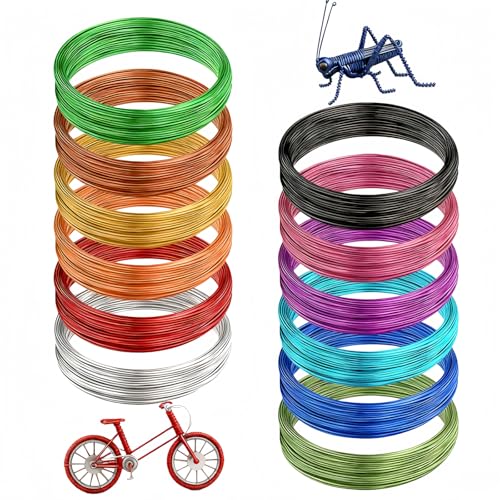 12 Rolls Colored Aluminum Craft Wire 196.8 Feet 18 Gauge Flexible Anodized Metal Artistic Floral Decoration Beading Wire for DIY Ornament Craft Making (1mm)