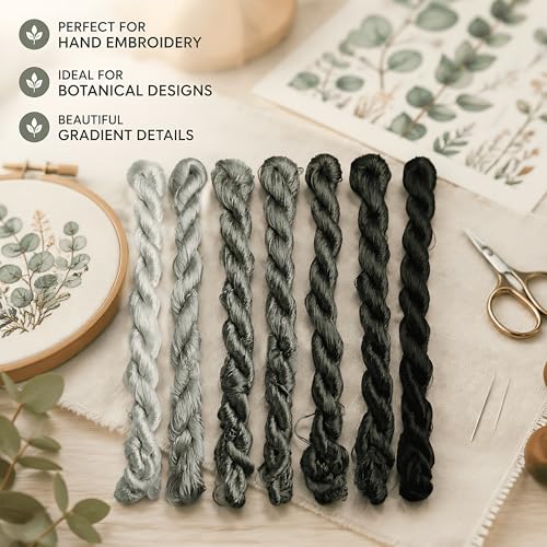 Natural 100% Silk Thread, Handmade Embroidery Thread Silk Floss 7 Colors 110m Each (66) - color: 66