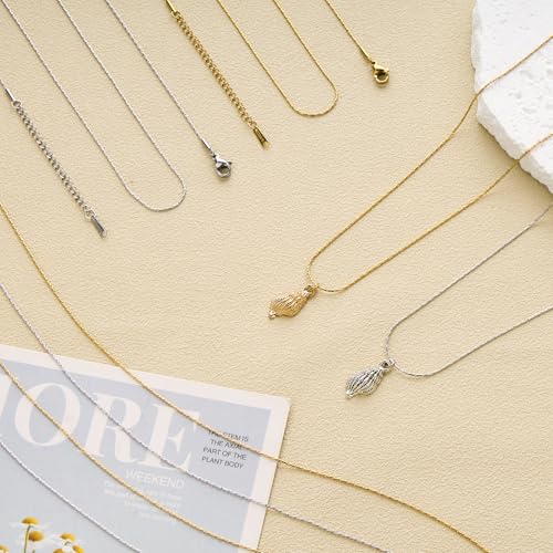 SMYHTGLIF 12 Pcs Gold Stainless Steel Necklace Chain Bulk Craft Chain Necklace Jewelry Findings for Women Men - color: Gold, size: 20 inches