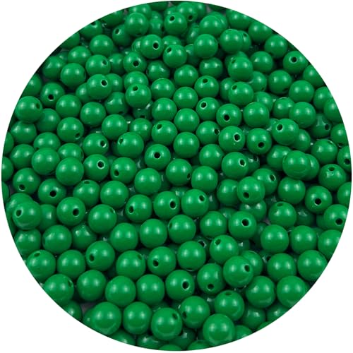 120Pieces 12MM Acrylic Round Beads Round Acrylic Balls Chunky Beads Smooth Spacer Plastic Pastel Beads Craft Beads for Necklace and Bracelet Making Crafting Supplies(198-forest Green) - color: 198-forest green, size: 12MM