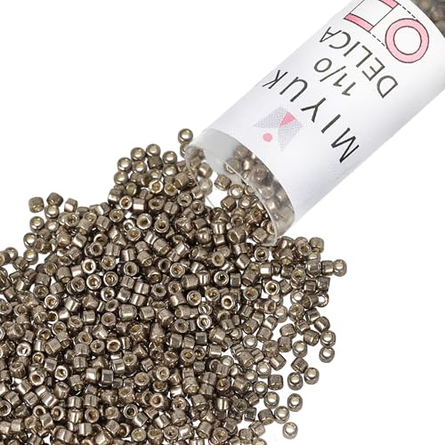 Miyuki Delica Seed Beads – Size 11/0 (1.6 mm), DB1852, Duracoat Galvanized Pewter, 7.2 g, Approx. 1440 Beads, Made in Japan - color: DB1852 - Duracoat Galvanized Pewter