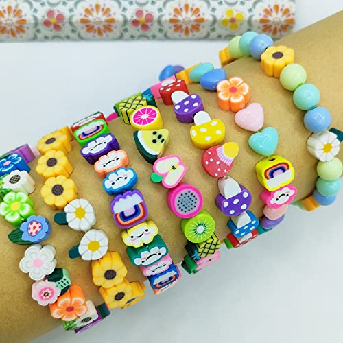 200pcs Daisy Flower Polymer Clay Beads, Mixed Yellow Sunflowers Charm Spacer Beads for DIY Bracelet Necklace Jewelry Making - color: Daisy