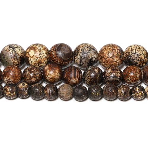 Brown Agate 6mm 60 Pcs Stone Beads for Jewelry Making Large Beads Bracelet Keychain Loose Round Smooth Gemstone Necklace Earrings DIY Arts and Crafts Natural Stone - color: Brown Agate, size: 6mm