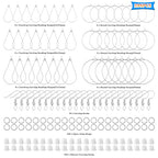 298Pcs Earrings Beading Hoop Set with 48 Teardrop Round Beading Hoop, 50 Hooks, 100 Jump Ring, 100 Ear Backs for DIY Jewelry Making Earring Making Supplies (White K) - color: 298Pcs-White K