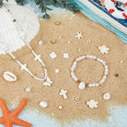 SUNNYCLUE 1 Box 1000Pcs Ocean Beads Kit Shell Beads Seashell Charms Summer Hawaii Sea Turtle Starfish Plastic Imitation Pearl Loose Spacers for Jewelry Making Kits Bracelets Necklace Earrings - style: Style 2
