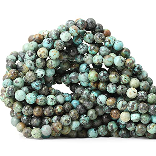 60PCS 6mm Natural African Turquoise Stone Gemstone Round Loose Beads for Jewelry Making DIY Bracelet Necklace Materials 1 Strand 15" - color: African Turquoise Stone, size: 6mm