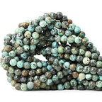 60PCS 6mm Natural African Turquoise Stone Gemstone Round Loose Beads for Jewelry Making DIY Bracelet Necklace Materials 1 Strand 15" - color: African Turquoise Stone, size: 6mm