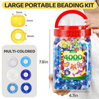 IOOLEEM Blue Solid & Glitter Bulk Pony Beads - 4000pc Kit for Friendship Bracelets & Jewelry Making, Easy Storage - color: Blue & Glitter
