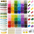 REVKI 1200pcs Glass Beads Bracelet Making Kit, 48 Colors Crystal Beads for Jewelry Making,Strange Shaped Glass Beads for Bracelets and DIY Crafts(Oval and Bamboo) - color: Style 2