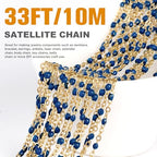 33 Feet Gold Enamel Chains Bulk, 2mm 18K Gold PVD Plated 304 Stainless Steel Navy Blue Enamel Beaded Cable Link Chain Roll Spool for Jewelry Making - color: Gold Navy Blue Beads
