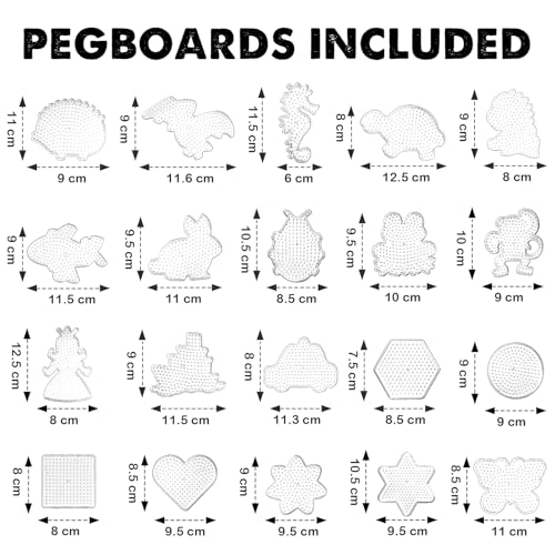 FUNZBO 13200 5mm Fuse Beads Kit - Fuse Beads Set with 20 pcs Special Shaped Pegboards, Home School Arts and Crafts Supplies for Kids, Birthday Gifts for Girls and Boys Age 5+ Years Old - size: 13200 pcs with Pegboards