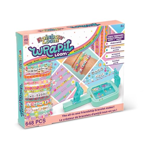 Rainbow Loom: Wrap it Loom Bracelet Maker - DIY Friendship String Bracelet Kit, 600 Beads, 4 Bracelet Styles, Jewelry Crafting Activity, Kids Ages 8+