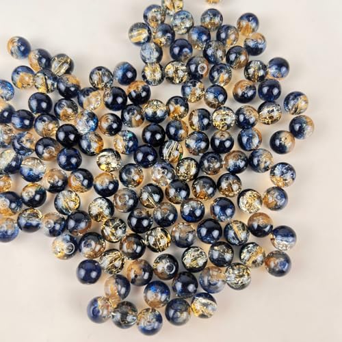 100 Pack 8mm Glass Beads for Jewelry Making, Graduated Color Mix, Bulk DIY Craft Supplies - color: Color6