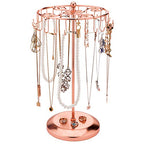 MyGift Freestanding Copper Tone Metal Rotating Jewelry Stand Organizer Display Tree with 24 Hooks for Bracelets, Necklaces, Hoop Earrings - color: Copper