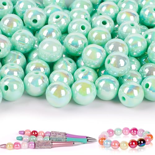100 Pcs Beads for Pens - Focal Beads for Beadable Pens, Acrylic Bead for Beaded Pen, Rainbow Bead Keychains Bracelets Crafts, Green - color: Green, size: 100 pcs