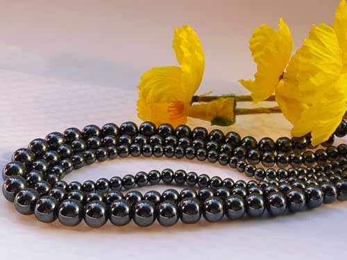 Stone Beads 6mm 140pcs Black Hematite Beads Round Loose Gemstones Beads for Bracelet Necklace Jewelry Making (6mm, 60619 Black Hematite) - color: Black Hematite Beads, size: 6mm