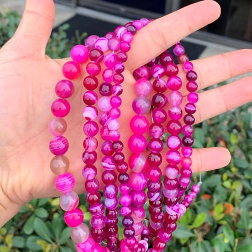180pcs Adabele AAA Natural Banded Fuchsia Red Agate Healing Gemstone 4mm (0.16 inch) Small Round Loose Beads Gem Stone Spacer GC5-4 - color: Banded Fuchsia Red Agate, size: 4mm (180pcs/2 strands)
