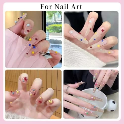 1000Pcs Resin Macaron Beads, 2-3.5mm 3D Round Bubble Balls Summer Macaron Candy Sweet Colors Nail Ball Beads with Tweezers and Dual-end Brush (20-K1-colorful-beads) - color: 20-K1-colorful-beads