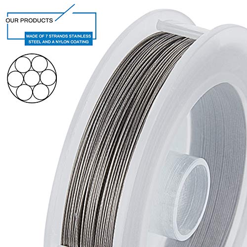 BENECREAT 7 Strands 260FT 0.38MM Stainless Steel Bead String Wire Tarnish Resistant Steel Wire for Necklace Bracelet Making - color: Stainless Steel, size: 0.38mm - 7 Strands