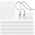 925 Sterling Silver Earring Hooks, 600PCS Earring Making kit 200PCS/100Pairs Hypoallergenic Ear Wires with 200PCS Silver Open Jump Rings and 200PCS Rubber Backs Earring Backs for Jewelry Making - size: 600pcs-Silver
