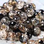 100Pcs 10mm Crackle Glass Beads for Jewelry Making - Round Spacer Crystal Beads Bulk, DIY Craft Supplies for Necklace Bracelet Earrings (Black Coffee) - color: Black Coffee