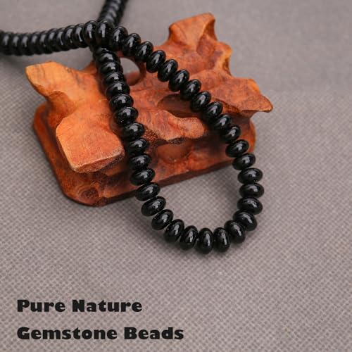 BONNY BOXX 1 Strand Natural 5 * 8mm Black Obsidian Rondelle Beads, Natural Abacus Disk Stone Beads Loose Spacer Gemstone for DIY Bracelet Necklace Jewelry Making - color: Black Obsidian, size: 5*8mm